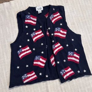 christopher & banks vintage stars & stripes american flag women’s sweater vest